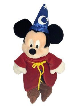 Disney Sorcerer Mickey Plush Fantasia 13.5" Wizard Hat Disneyland Excellent